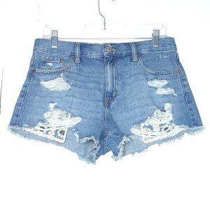 Aeropostale Vintage Hight Rise Shorty Distressed Blue Jean Short Indie Cowgirl